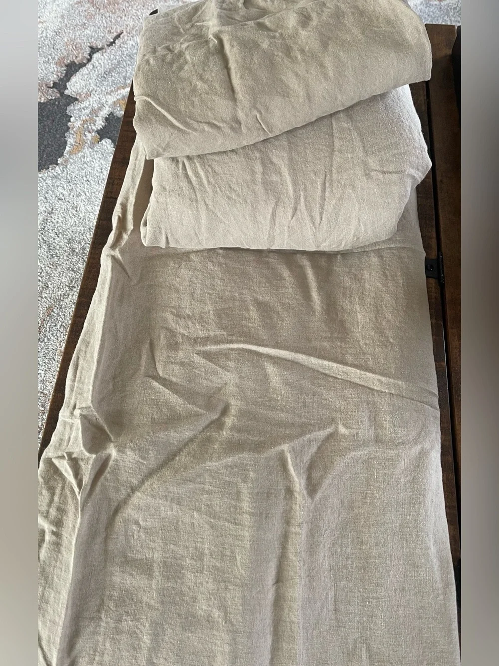 Quince European Linen 4 Piece Sheet Set, King (Toffee)